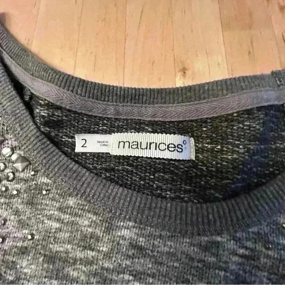2 for$15 Maurices 2X embellished gray long sleeve shirt - Picture 3 of 11